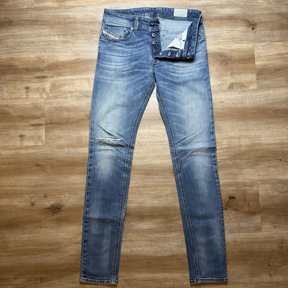 Diesel Sleenker Jeans Men 29x32 Blue Slim Skinny Fit Stretch Distress Fade 0840F